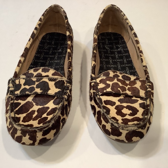 Vionic 356 Larrun Calf Hair Loafers Size 7 Leopard Print Slip On Shoes - Picture 3 of 6